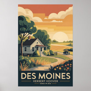 Des Moines Vintage Iowa Prairie Poster