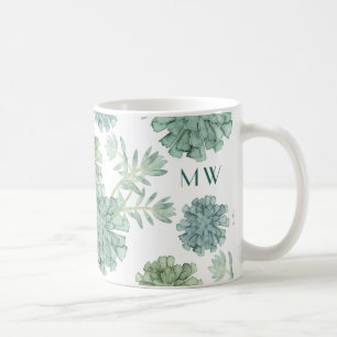 Des Monogramm-  saftiges Muster Pflanzen-des Kaffeetasse