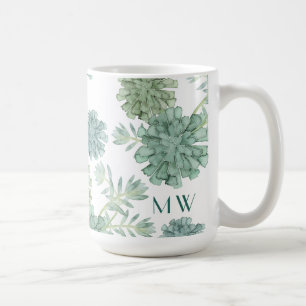 Des Monogramm-  saftiges Muster Pflanzen-des Kaffeetasse