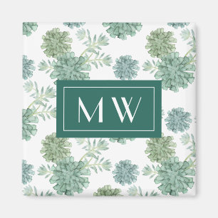 Des Monogramm- saftiges Muster Pflanzen-des Magnet