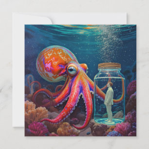 "Des Ozeans schweigendes Gefangener" – Oktopus-Por Feiertagskarte