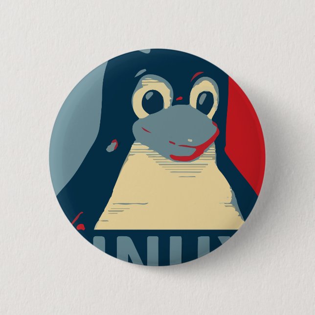 Des Pinguinplakat-Kopfes Linuxs Tux rotes Blau Button (Vorderseite)