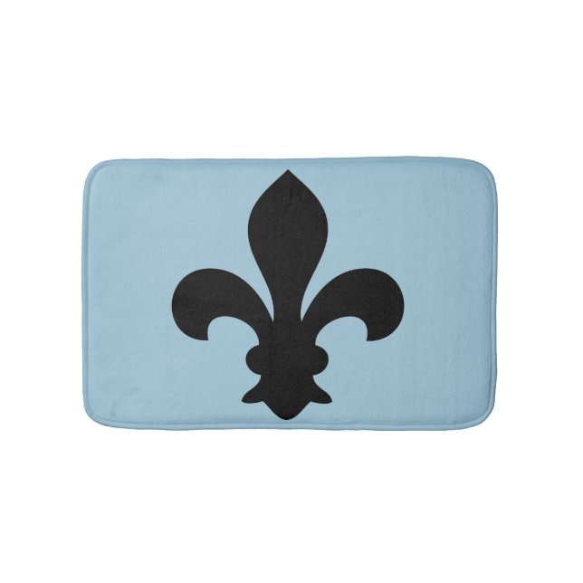 Des Symbol-Schwarzen Fleur de Lys French blaue Badematte (Vorderseite)