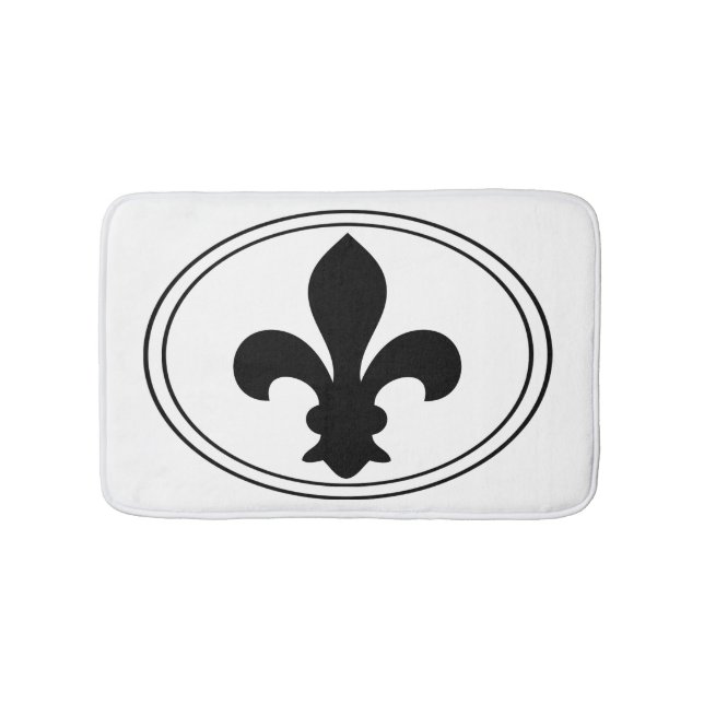 Des Symbol-Schwarzen Fleur de Lys French ovale Badematte (Vorderseite)