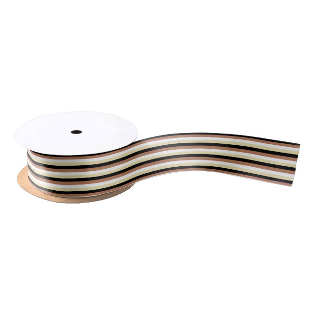 Des Weiß, Beige und Schwarzer Streifen Browns, Satinband (Spule)