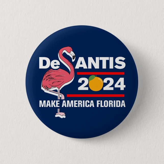DeSantis 2024 Make America Florida Flamingo Button (Vorderseite)