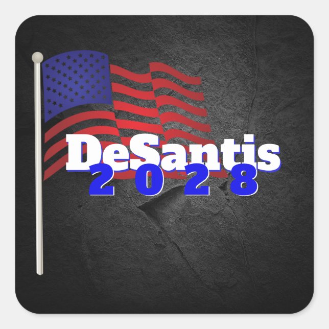 DeSantis 2028 Amerikanische Flagge Quadratischer Aufkleber (Vorderseite)