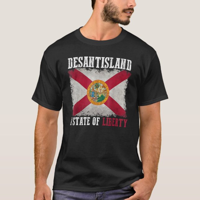 Desantisland Staat Liberty Florida Karte Flaggenfl T-Shirt (Vorderseite)
