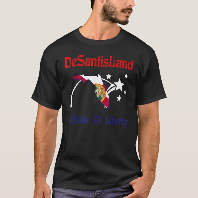 Desantisland Staat Liberty Florida Karte Flaggenfl T-Shirt (Vorderseite)