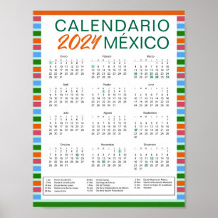 Descargar Calendario Mexicano Español 2024 Mexiko Poster