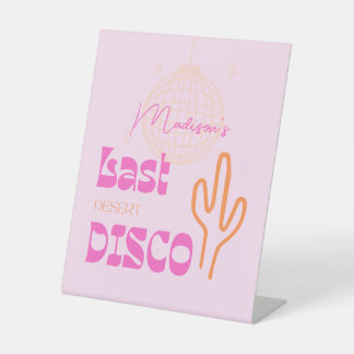 Desco Disco Junggeselinnen-Abschied Rosa & Orange Sockelschild