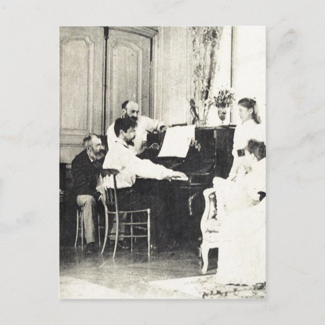 Descri??o Claude Debussy ao piano no ver?o de 1893 Postkarte (Vorderseite)