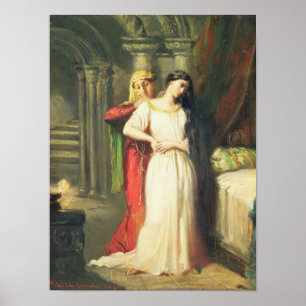 Desdemona, das zu ihrem Bett, 1849 sich Poster