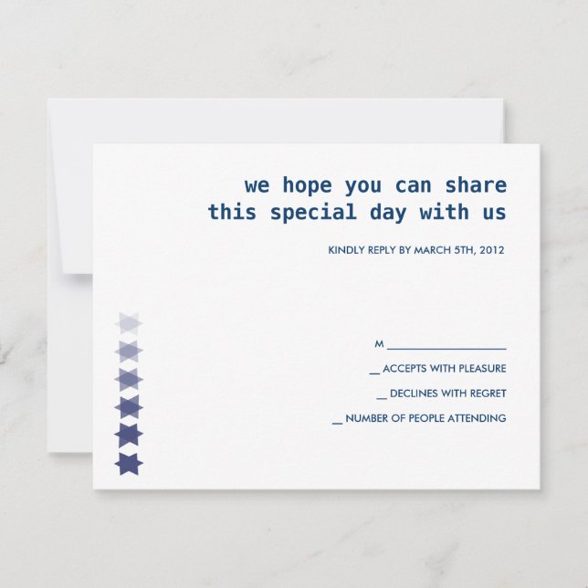 Desending STARS Bar Bat Mitzvah Reply Card RSVP Karte (Vorderseite)