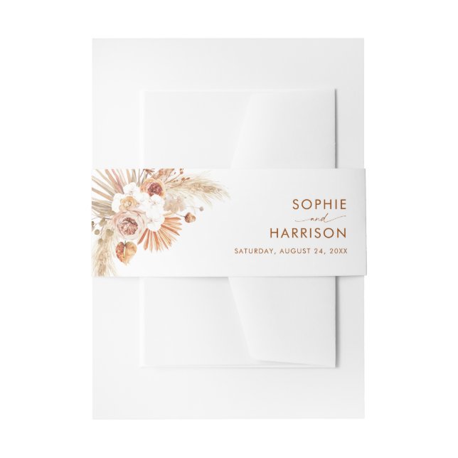 Desert Arch Boho Pampas Grass Terracotta Wedding Einladungsbanderole (Vorderseite Beispiel)