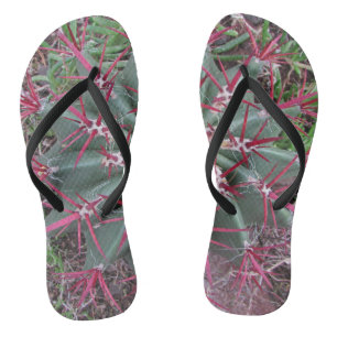 Desert Barrel Cactus Red Thorns Nah-up Foto Flip Flops