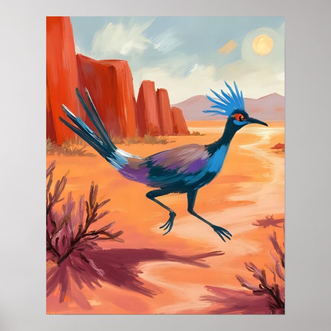 Desert Bird Southwestern Landscape Wall Art Poster (Vorne)