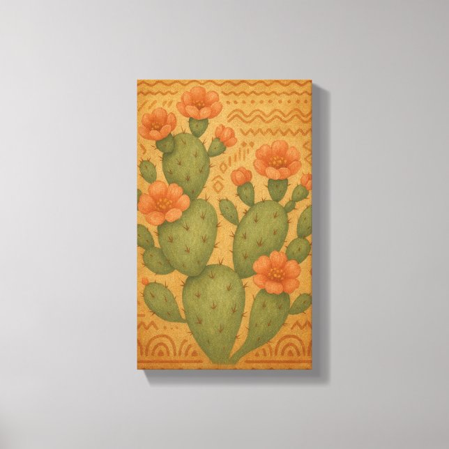 Desert Bloom - Cactus Boho Leinwand Art (Vorderseite)