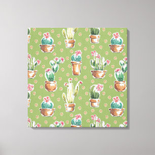 Desert Bloom Step Green Pattern Leinwanddruck