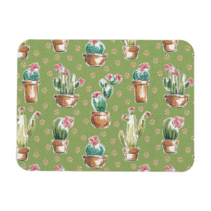 Desert Bloom Step Green Pattern Magnet