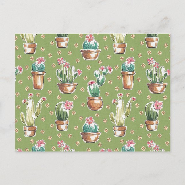 Desert Bloom Step | Green Pattern Postkarte (Vorderseite)