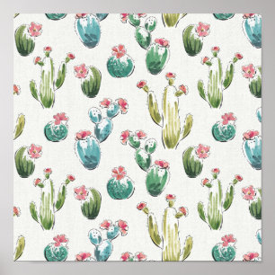 Desert Bloom Step Rosa Muster Poster