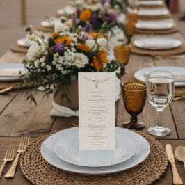 Desert Boho Cow Skull Wedding Menu Card Menükarte