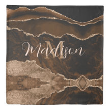 Desert Brown Gold Agate Glitzer Trendy Duvet Cover