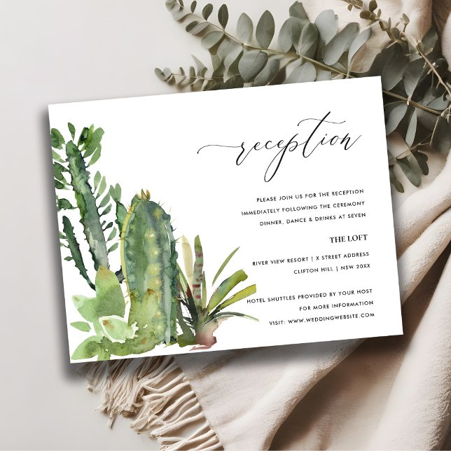 DESERT CACTI FOLIAGE WATERCOLOR WEDING RECEPTION BEGLEITKARTE (Von Creator hochgeladen)