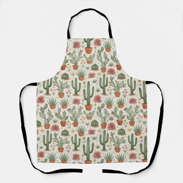 Desert Cacti Succulent Seamless Pattern Schürze (Vorderseite)