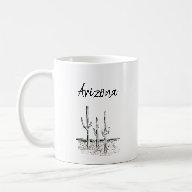Desert Cactus Arizona Südwest Schwarz-weiß Kaffeetasse (Links)