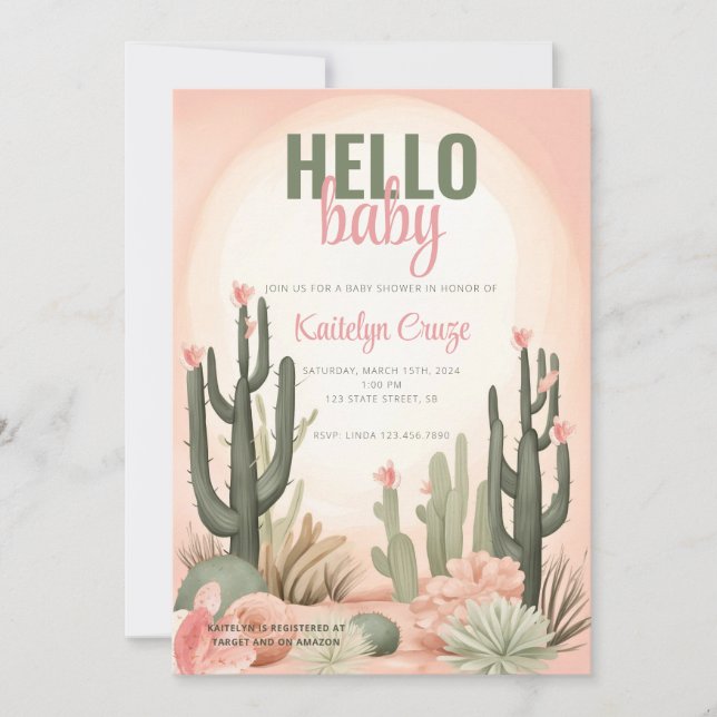 Desert Cactus Baby Shower Einladung (Vorderseite)