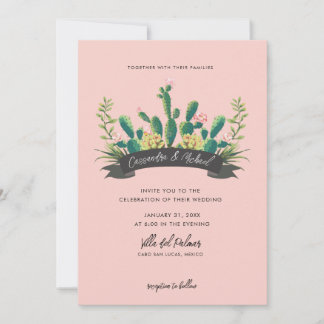Desert Cactus Bloom | Rosa Hochzeit Einladung