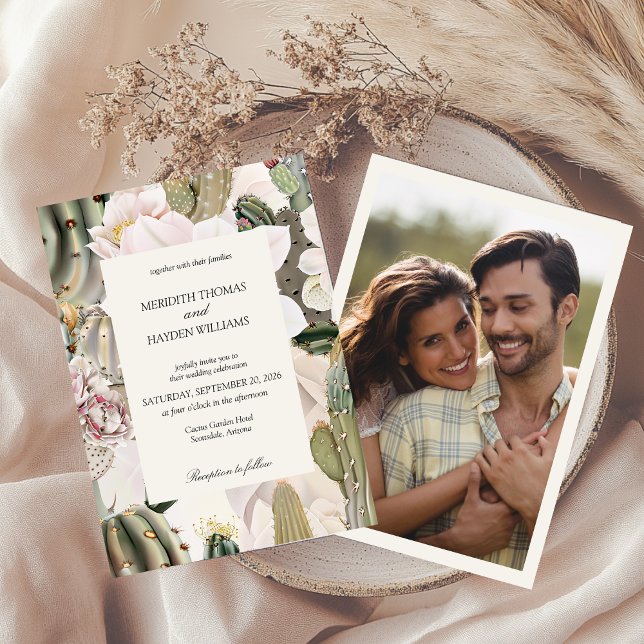 Desert Cactus Boho Photo Wedding Invitation Einladung (Von Creator hochgeladen)