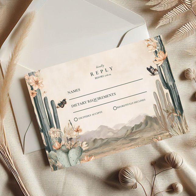 Desert Cactus Boho Wedding RSVP Karte (Von Creator hochgeladen)