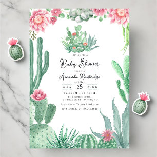 Desert Cactus Floral Baby Shower Einladung