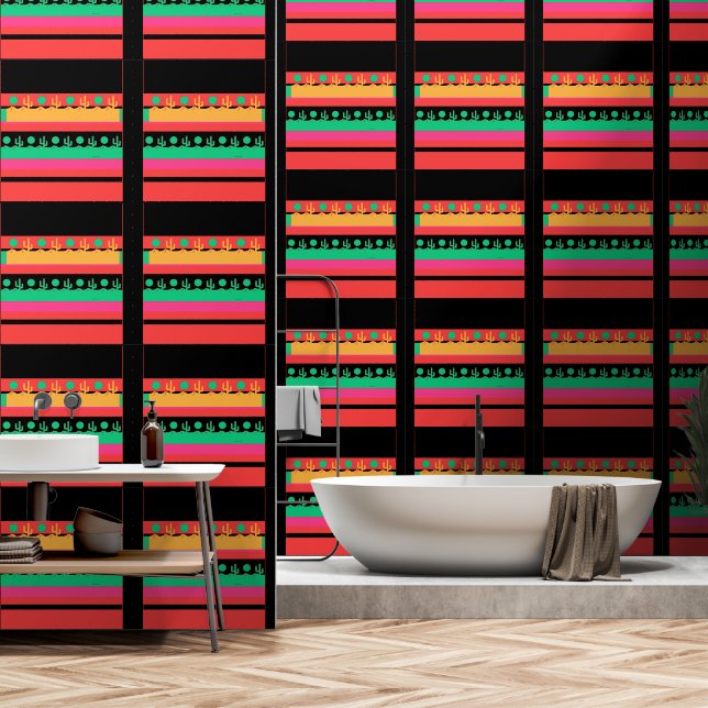 Desert Cactus Geo Horizontal Tapete (Badezimmer)