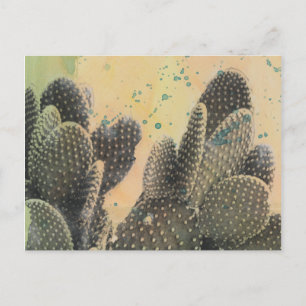 Desert Cactus   Grüner Spritzer Postkarte