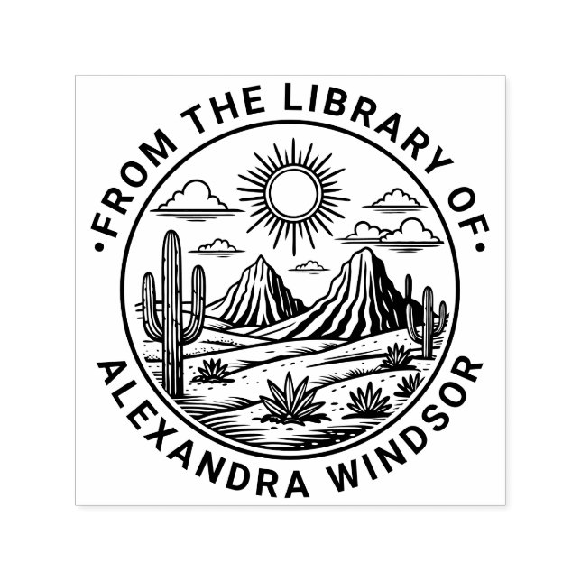 Desert Cactus Landscape #2 Bibliotheksname Permastempel (Design)