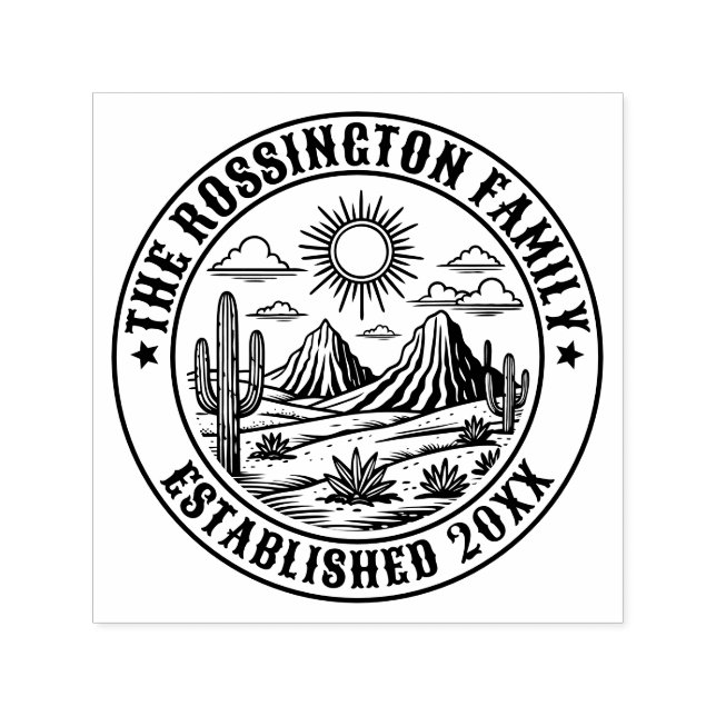 Desert Cactus Landscape #2S Familienname Datum Est Permastempel (Design)