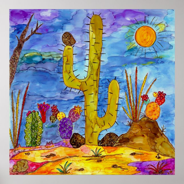 Desert Cactus Morning Poster 24"x24" (Vorne)