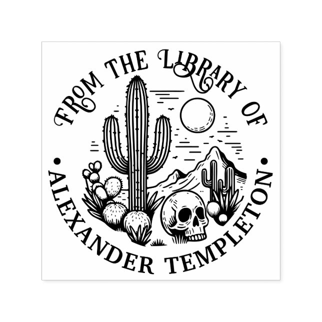 Desert Cactus Scene w/ Skull #3P Bibliotheksname Permastempel (Design)