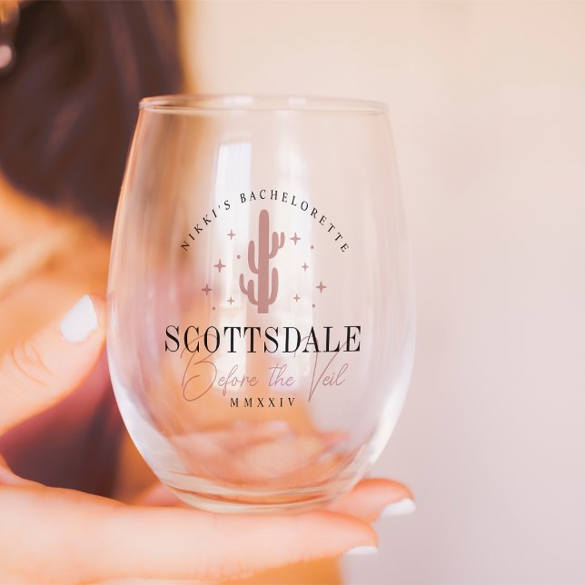 Desert Cactus Scottsdale Junggeselinnen-Abschied Weinglas Ohne Stiel (Von Creator hochgeladen)