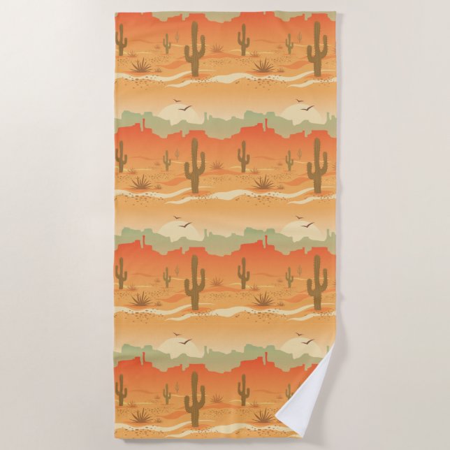 Desert Cactus Southwest Design Beach Handtuch (Vorderseite)