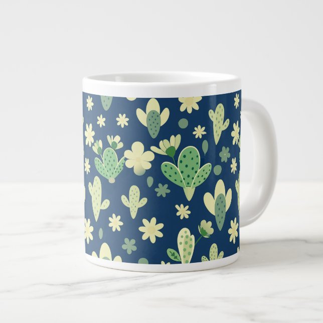 Desert Cactus & Succulent Pattern Jumbo-Tasse (Vorderseite Rechts)