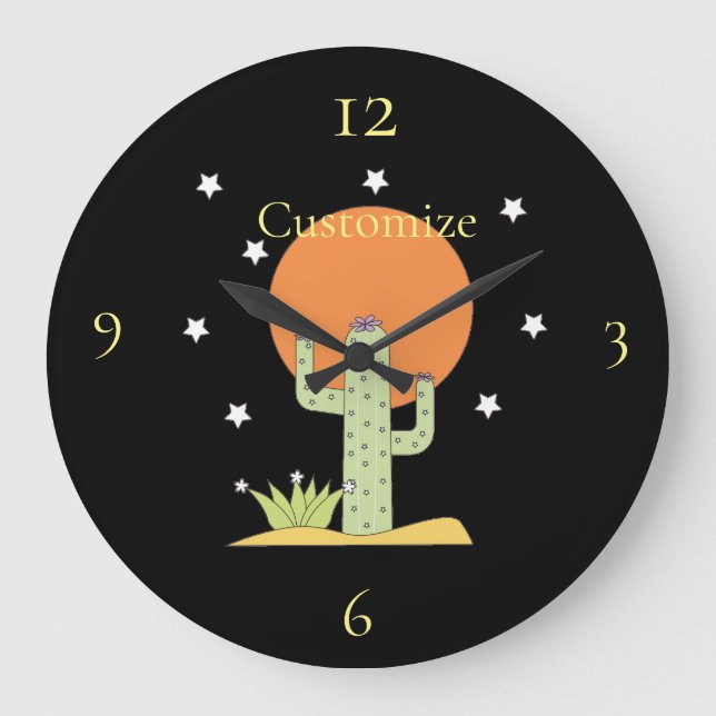 Desert Cactus Sun Thunder_Cove Große Wanduhr (Vorderseite)