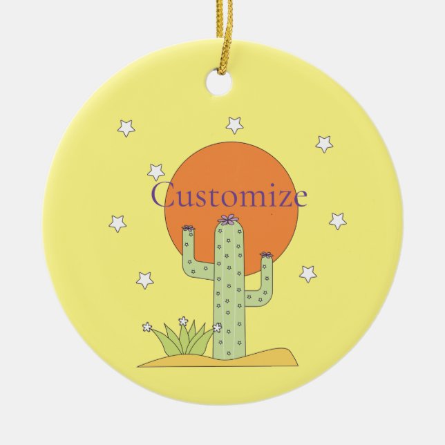 Desert Cactus Sun Thunder_Cove Keramik Ornament (Vorne)