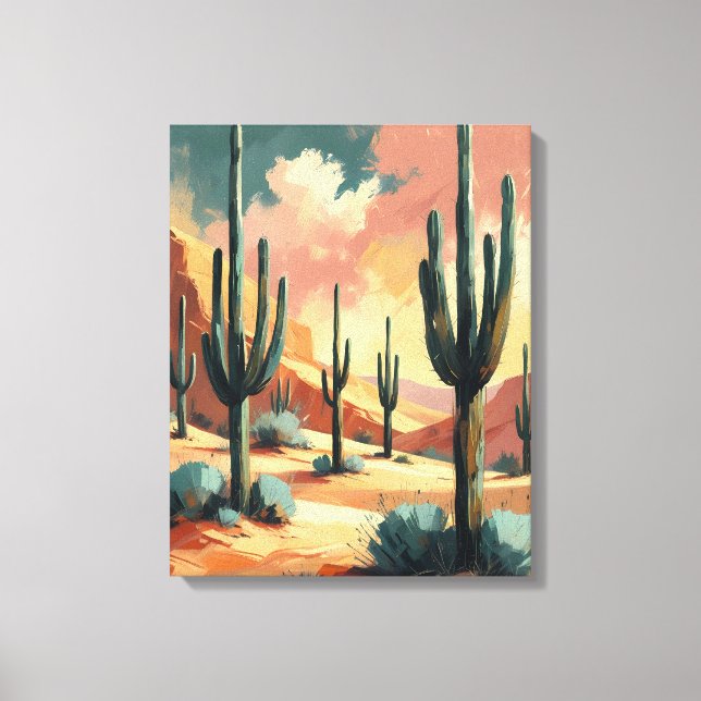 Desert Cactus Under Sunlight – Abstract Canvas Art Leinwanddruck (Vorderseite)