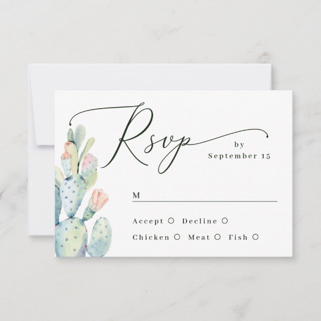 Desert Cactus Wedding | Southwestern Boho Meal RSVP Karte (Vorderseite)