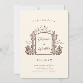Desert Cactus Western Monogram Save the Date Einladung